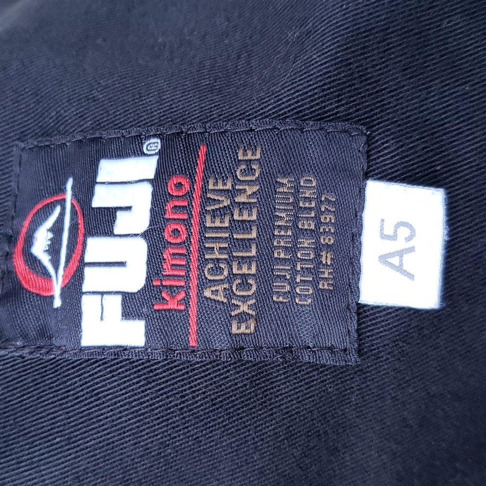 FUJI Full 3-Piece Martial Arts Gi Black with White Belt Size A5 3X - Picture 9 of 16